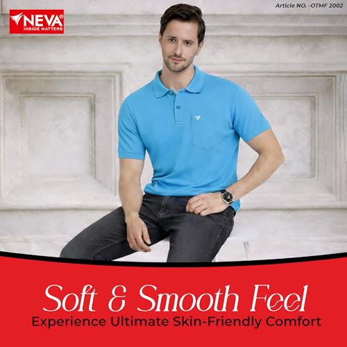 Image of NEVA Men's Regular Fit Half Sleeve Polo Neck T-Shirt with Chest Pocket