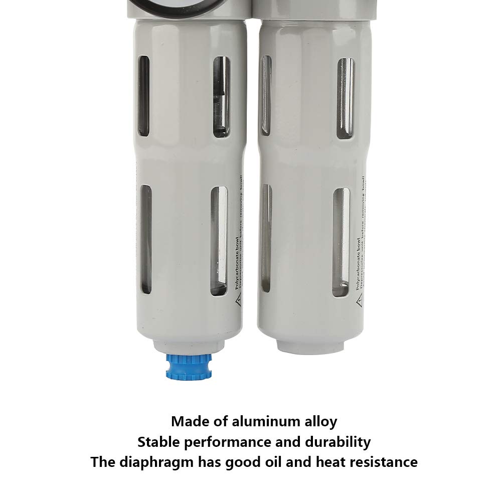 Regulador de Filtro de Aire, Combo de Lubricador y Regulador de Filtro de Aire Comprimido de 1/4 Pulgadas, Combos de Agua, Filtro, Regulador y Lubricador de Aleación de Aluminio
