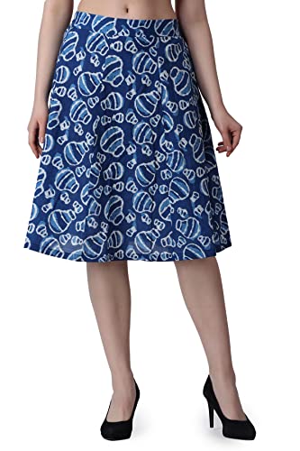 Image of POPWINGS Casual Bagru Printed A-Line Knee-Length Summer Skirt for Women | Ethnic