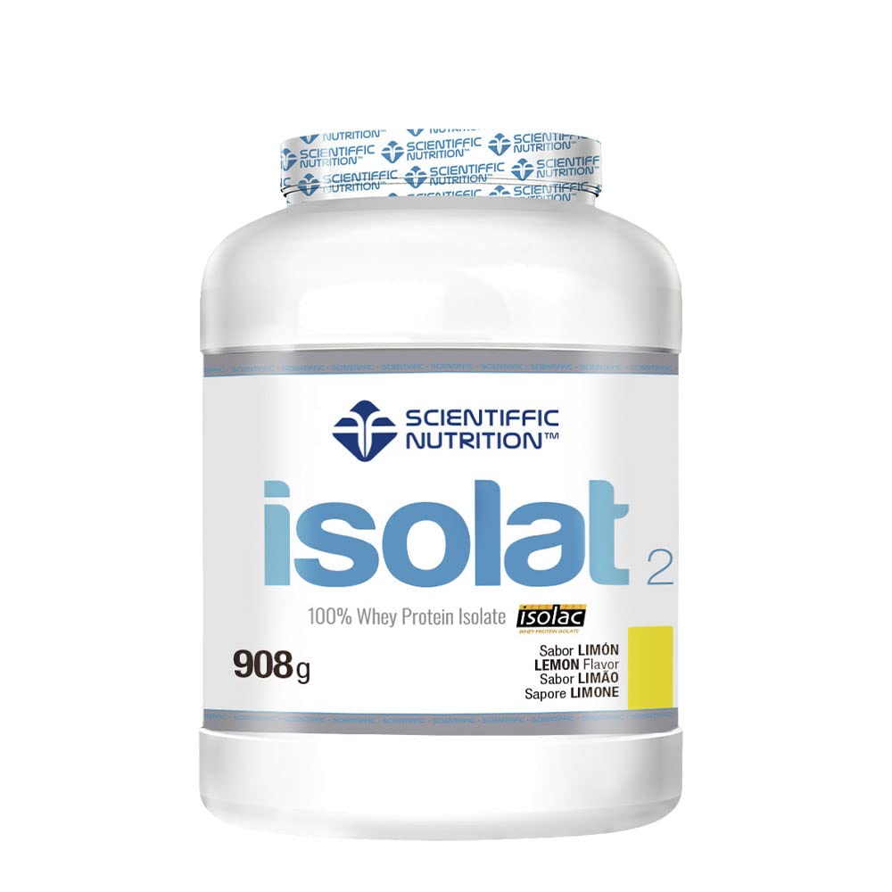 Scientiffic Nutrition - Isolat 2.0, Whey Protein, Suplemento de Proteina Aislada ISO con Lactasa, Proteina de Suero de Leche en Polvo - 908g, Limón.