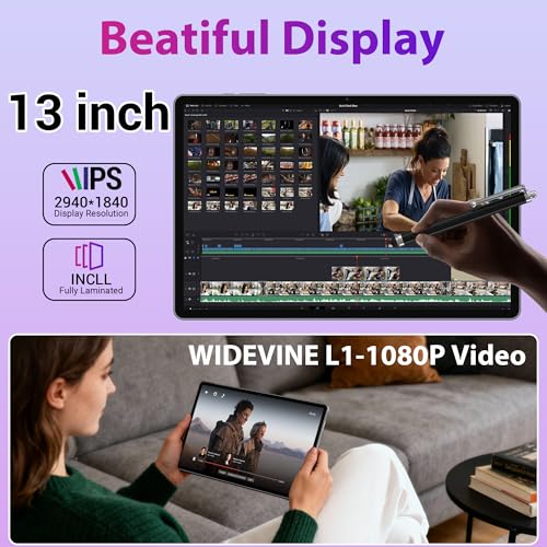 Tablet Android 15 de 13 pulgadas con 512GB y pantalla UHD de 3K 3