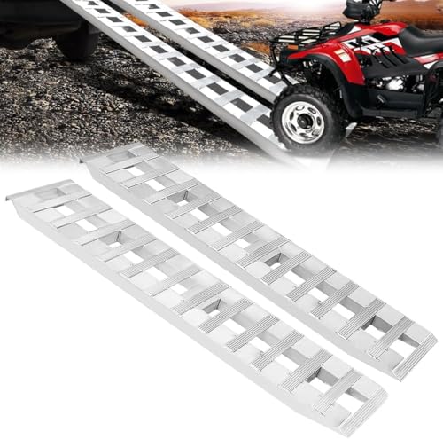 Heavy-Duty Aluminum Ramps (2Pcs) - 6000 lbs Capacity, 73"x16" w/Top Hook - Universal Loading Ramps for ATV/UTV, Motorcycle, Car, Truck, Tractor, Lawn Mower