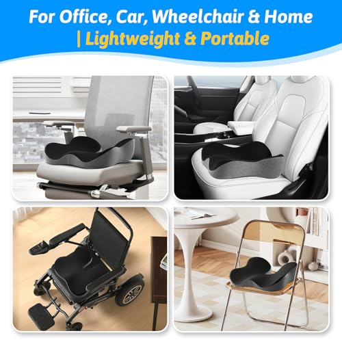 Image of Dreamer Car Seat Cushion for Tailbone & Sciatica Pain Relief (Black & Gray)