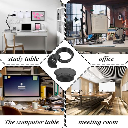 4 Stück Kabeldurchführung Schreibtisch 60mm Kabeldurchlass Kabelauslassdose Kunststoff Schreibtisch Kabeldurchführung Schwarz Kabeldurchlass Tisch für Tisch Office Schreibtische