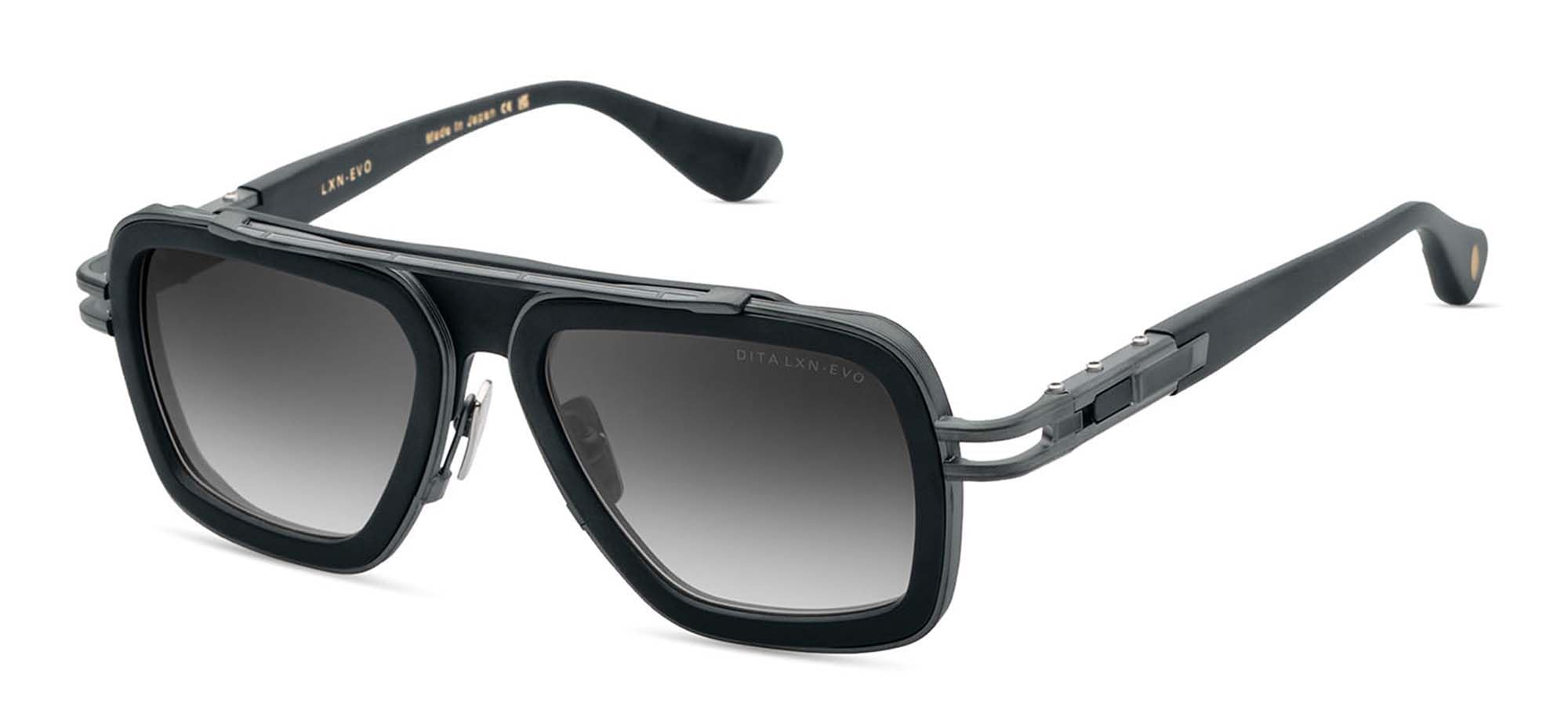 Dita LXN-EVO DT DTS403 A-05 Matte Black Black Iron Metal Navigator Sunglasses Grey Gradient Lens