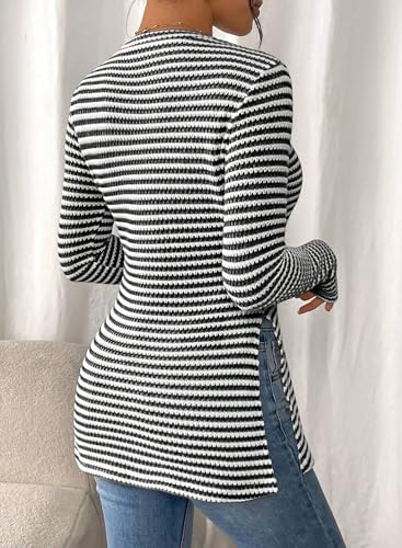 RANPHEE Long Sleeve Tops for Women 2025 Fall Fashion Comfy Slim Fit Crewneck Dressy Casual Shirts with Side Slit4