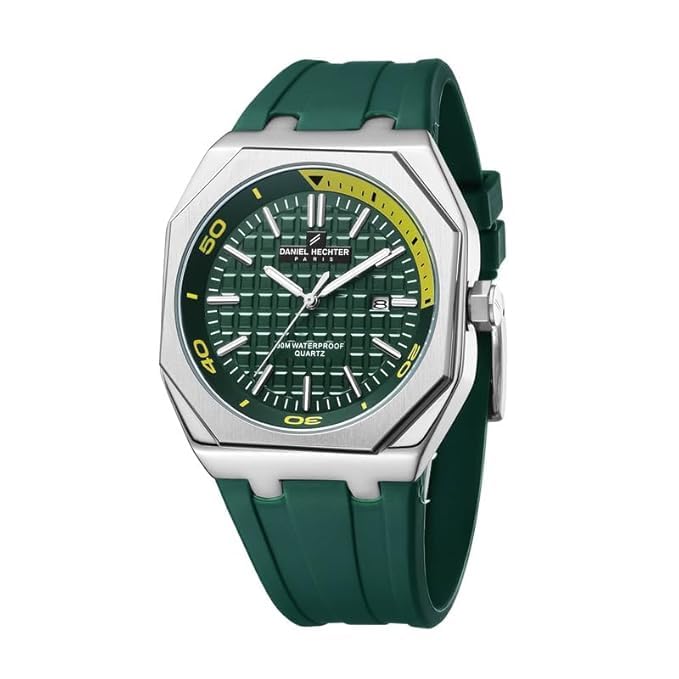 Image of Daniel Hechter Paris Monceau Collection Analoge Watch for Men with Textured Octagone Dial and Silicon Strap-DHM1008