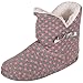Price comparison product image HOCHSTE Ladies Slipper Bootie Ankle Slip on Bootee Warm Fleece Fur Line Cosy Fur Grey Pink Star 5/6