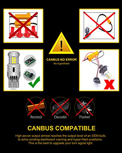 KATUR 7443 T20 992 W21/5W LED Bulbs Super Bright 12pcs 3030 & 8pcs 3020 Chips Canbus Error Free Replace for Turn Signal Reverse Brake Tail Stop Parking Light,Xenon White(Pack of 2)