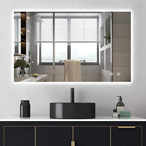 HOTHOTY 40 x 24 Inch LED Backlit Mirror Bathroom Vanity Mirror Anti-Fog Wall Mounted Lighted Mirror Dimmable Large Makeup Mirror (Horizontal/Vertical) HOTHOTY 40 x 24 Inch LED Backlit Mirror Bathroom Vanity Mirror Anti-Fog Wall Mounted Lighted Mirror Dimmable Large Makeup Mirror (Horizontal/Vertical)
