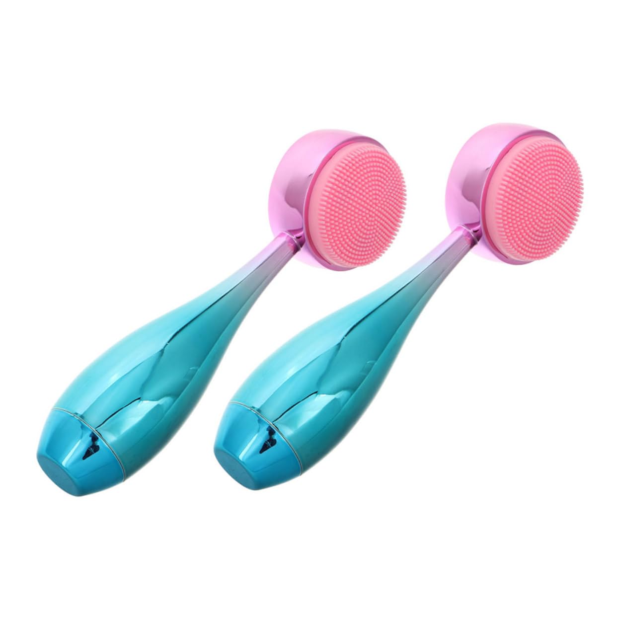 Beatifufu 2pcs Gentle Face Scrubber Soft Facial Fan Pore Brush for Dry Face Dual-Sided Silicone Cleaning Tool