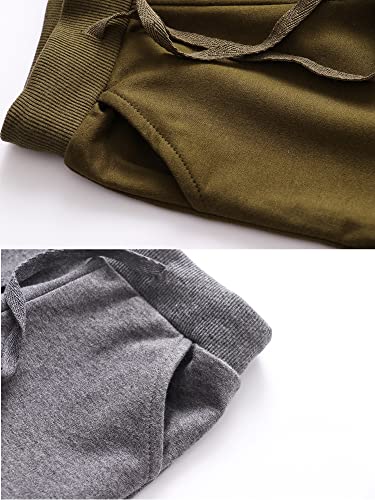 Aqeacarmon Toddler Baby Boy's Cartoon Print Dinosaur Car Animal Cotton Pants Drawstring Elastic Sweatpant(1-Pack 2-Pack)(Dark Grey + Army Green2-3T) #TOP4