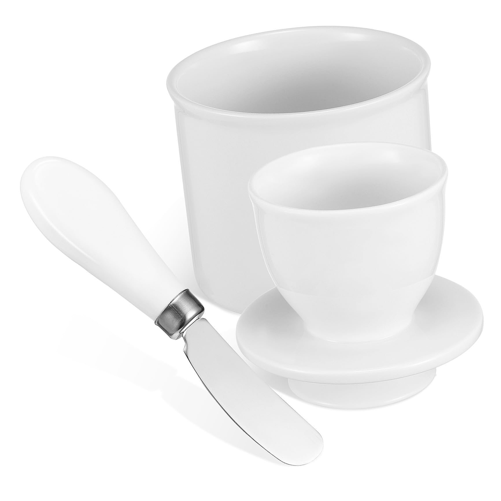 GLEAVI Beurrier en Céramique Blanc 500ml Grosse Capacité Couvercle