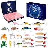 Lociban Angel Adventskalend 2025 Männer, 24 Angeln Köder Set, Angellieber Angel Weihnachtskalender Kreativ Überraschung Geschenk für Männer, Erwachsene, Teenager, Jungen