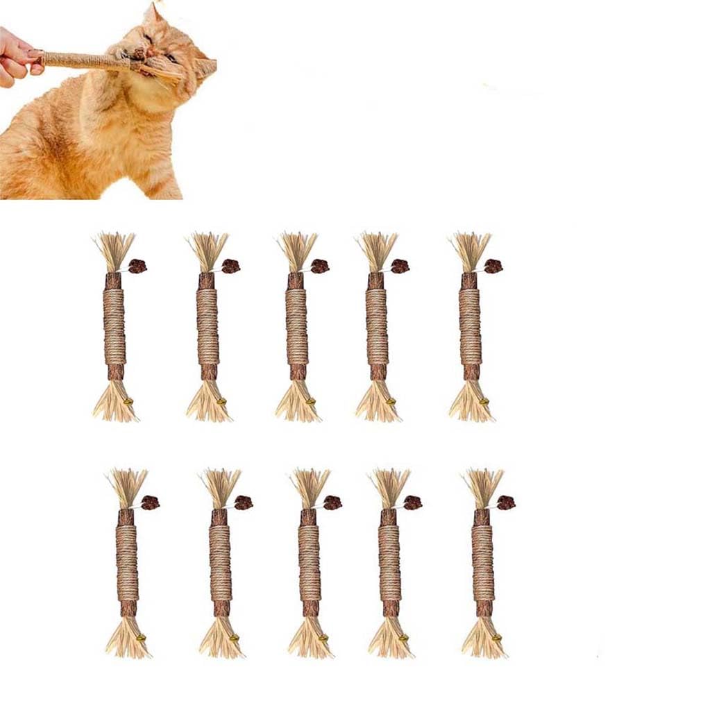 Nylatails Silvervine Dental Stick,Natural Cat Teeth Nip Cleaning Catnip Toys,Chew Catnip Chew Toys,Silvervine Cat Toy for Cat Teeth Cleaning,Cat Dental Sticks kitten Toys for Indoor Cats (10 PCS)