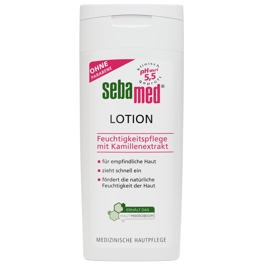 Sebamed Lotion 200 ml, promotes the natural moisture of the skin, makes it smoother and supple, gives the skin more elasticity and nourishes with chamomile extract and allantoin