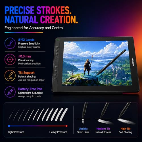 Image of HUION Kamvas RDS 160 Drawing Tablet with Screen | 15.6 Inch FHD IPS Display | Battery-Free Pen PW517 | 8192 Pressure Levels | Full Lamination | USB-C | 145% sRGB | Tilt Support | (Black)