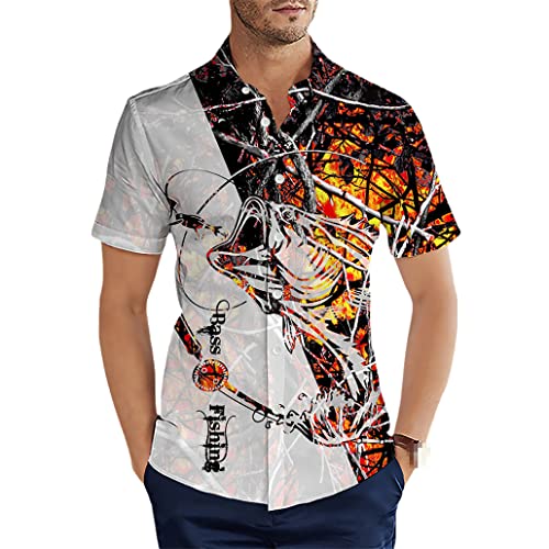 Chemise imprimée animalière 3D avec motif graphique de pêche réaliste pour homme