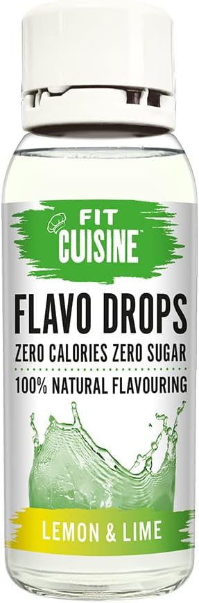 Fit Cuisine Flavo Drops No Calories No Sugar Vegan Natural Flavouring Liquid (38ml - Lemon & Lime)