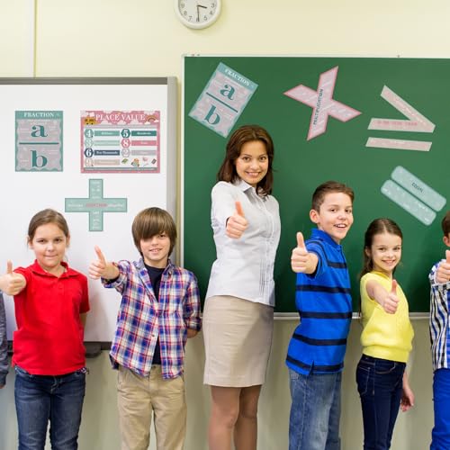 Image of Geyoga 15 Pcs Educational Math Posters Set for Elementary Mathematics Classroom Symbol Addition Subtraction Multiplication Division Fractions, Percentages Back to School for Ages 3-10(Calm)