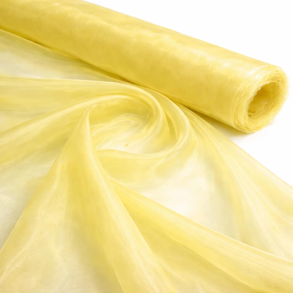 Lemon 5 Meter Pack Plain Sheer Lightweight Organza Voile Drape Curtain, Wedding, Chair Sash Fabric 150cm Wide