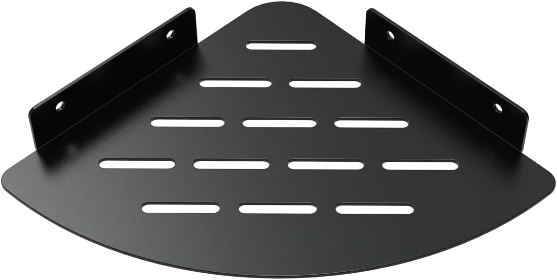 Metal Corner Shelf, Floating Shelves for Wall Mounted Bathroom Shelves, Storage Organizer for Toilet, Dorm and Kitchen Black 12x8.6 inch(31x22cm)