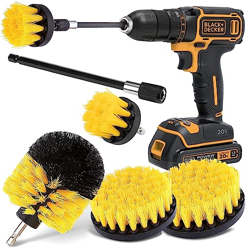 Drill Brushes Cleaning Brush Set 5 Pcs Variety Power Attachment Electric Scrubber Kit for Pool Tile, Flooring, Brick, Ceramic, Marble, Grout, Bathroom, Car