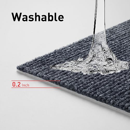 Livelynine Teppichfliesen Selbstklebend Grau 16 Teppichfliesen Waschbarer Teppich Wohnzimmer Schlafzimmer Flur Treppenstufen Antirutsch Teppichboden Selbstklebend 30x30CM für Haus Büro Gewerbe