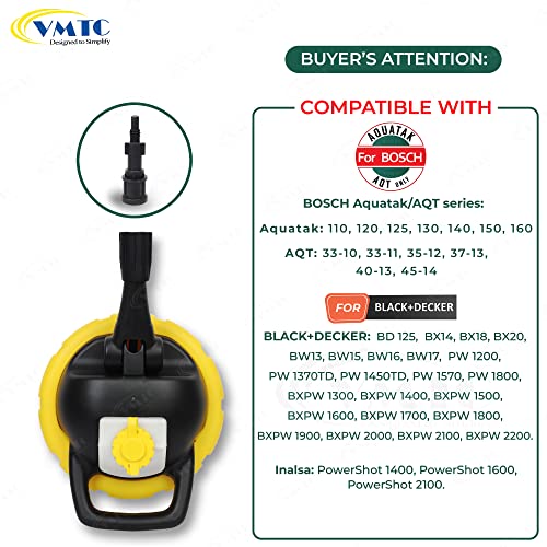 Image of VMTC Patio Cleaner Brush High Pressure Washer Accessory Compatible with Bosch Aquatak & AQT Pressure Washer Gun
