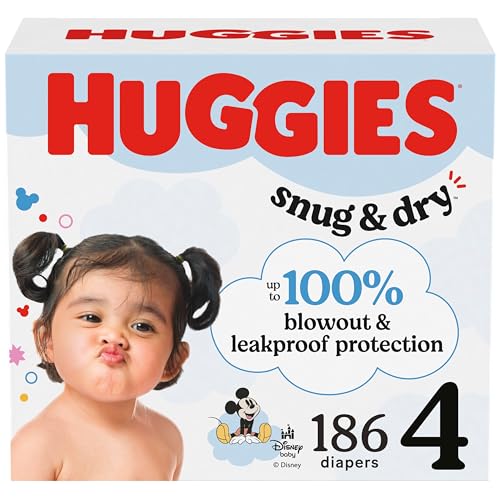 Image of Huggies Size 4 Diapers, Snug & Dry Baby Diapers, Size 4 (22-37 lbs), 186 Count (6 Packs of 31), Packaging May Vary