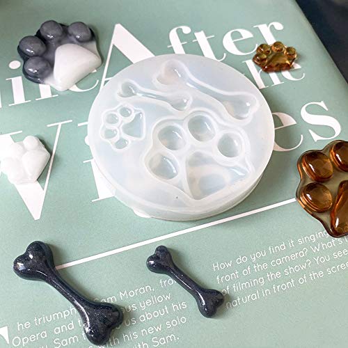 Nifocc Hundepfote Silikonform Hundeknochen Anhänger Harzformen für DIY Schmuck Basteln - 2 Stk