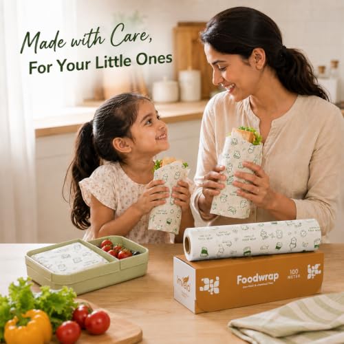 Image of 100 Mtr Food Wrapping Paper Roll - Non-Stick, Oil Proof Butter Paper Roll, Foil Paper for Food Wrap, Chapati, Roti Wrap & More, Wrapping Paper for Food