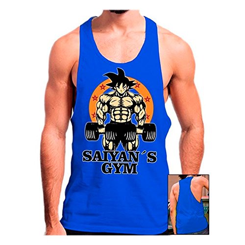 Mx Games Camiseta Tirantes Gimnasio Saiyans Gym - Todas Las Tallas Disponibles (L, Azul)