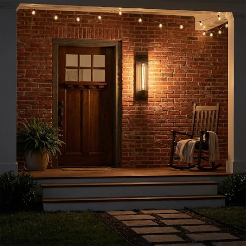Image of mirrea 18-Inch Industrial Outdoor Wall Light Sconce, Matte Black, Set of 2