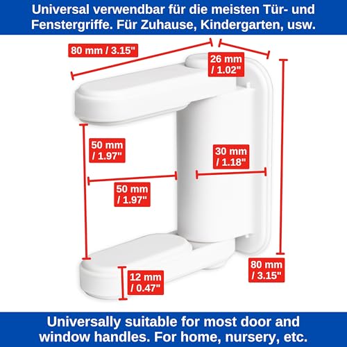 Türdrückerschloss zum Kleben, für Kinder und Haustiere, 2 Stück, wieder-verwendbar, mit 2-Druck-Knopf-System, Kindersicherung für Fenster, Tür Babysicherung, Türgriff Schutz, Türklinken Sicherung