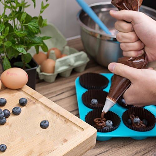 Silicone Muffin Tray 12 Cups, Amison Silicone Cookies Cupcake Bakeware Tin Soap Tray Mould Non Stick Muffin Pan, BPA-Free, Dishwasher Safe