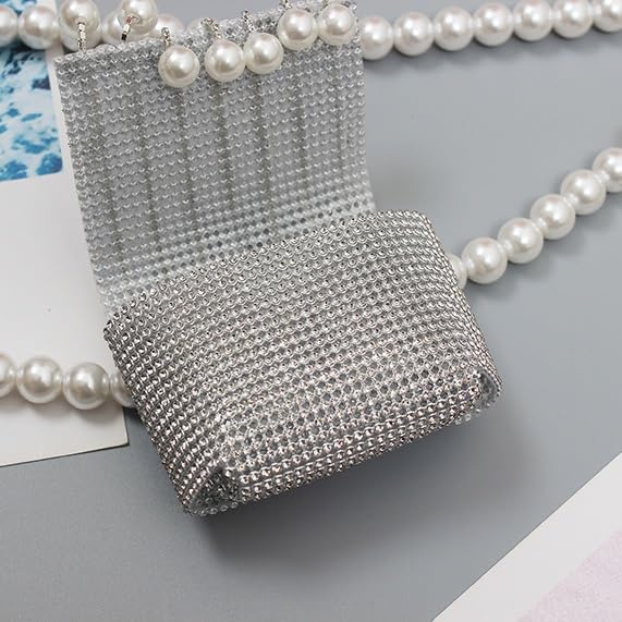 Pearl Chain Small Bag Women's Rhinestone mini Everything Belt Oblique Straddle Bag Waist Chain Accessory Trend(E)4
