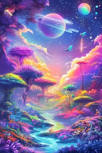 Diamond painting 80x100cm pour adulte : kit complet de mosaïque forêt 5D