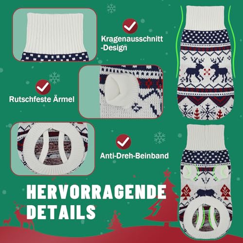 Supet Hundepullover Winter für kleine Grosse Hunde – Weicher gestrickter Hundepulli mit hohem warm, elastisch, Hundemantel für Dackel, Französische Bulldogge, XS-XXL, Weihnachten & Alltag(M)