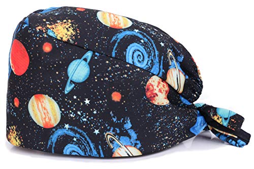 Kousenpu Adjustable Working Caps with Sweatband, Cute Printed Scrub Cap for Women/Men