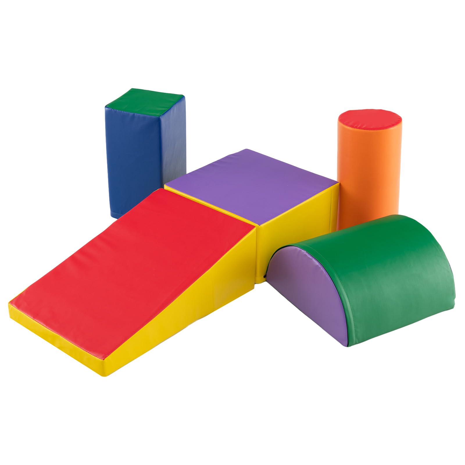 COSTWAY 5 Pieces Baby Climb and Crawl Foam Play Set, Colorful Children's Educational Software Activity Toys, Soft Climbing Blocks for Toddlers, Preschoolers (Orange+Green+Purple) — image 1