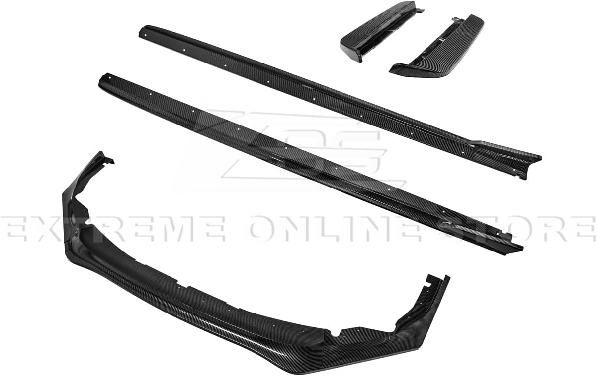 Replacement for 2022-Present Subaru WRX Models | JDM ChargeSpeed Style ABS Plastic Exterior Aerodynamic Front Splitter Lip Side Skirts & Rear Apron Body Kit (Hydro Dipped Carbon Fiber)