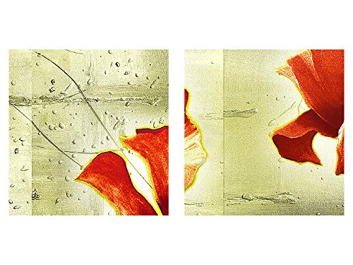 Runa Art Murale Papaveri 3 Pezzi Quadri Tela Non