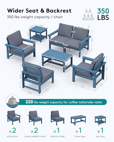 Image of SERWALL HDPE Outdoor Patio Furniture Set | with Coffee Table & Side Table