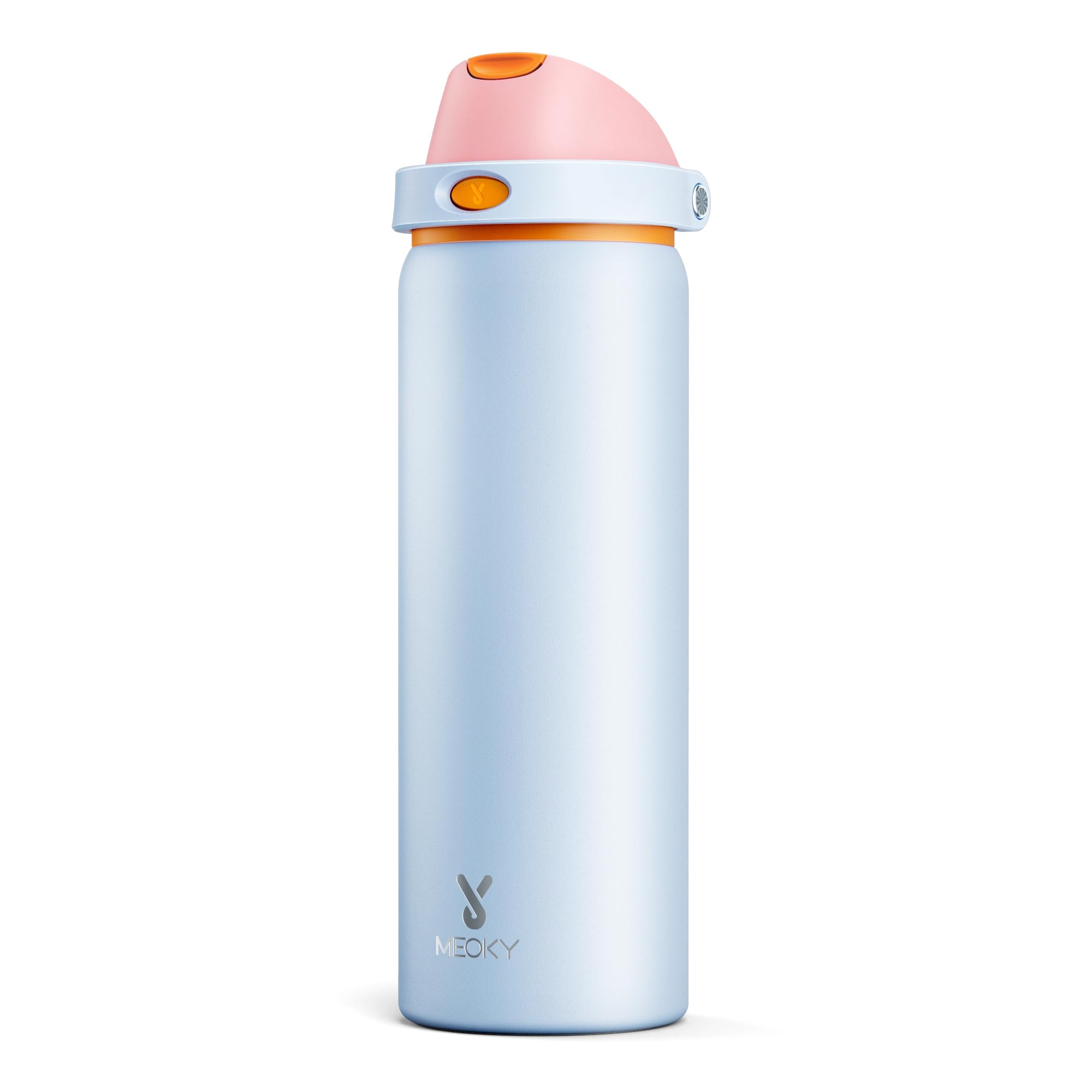 32 oz Insulated Water Bottle with Straw: Meoky Stainless Steel Metal Water Bottle with 2-in-1 Lid - Leak Proof, Cold for 24 Hours, Protective Silicone Base, BPA-Free for Gym Sports, Periwinkle