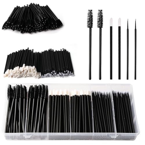 300 Pcs Lip Wands Mascara Wands Micro Brushes Eyelash Brushes Lip Brush with Six Grid Box Back Suit Lip Gloss Applicators Brush Lipstick Brushes Makeup Tools Makeup Beauty Kits