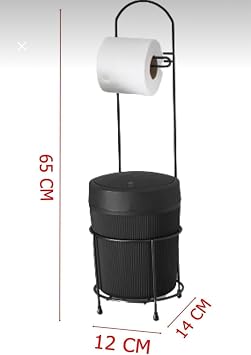 Lüks Banyo Mutfak Çöp Kovası Metal Standlı Tuvalet Wc Kağıtlık Seti (Siyah)