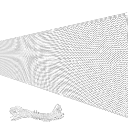 Pantalla para Balcón Protección de Privacidad 70 x 260 cm Protección UV, Resistente Viento Transpirable Protección Visual para Balcón con Cuerda para Jardín, Balcón, Blanco