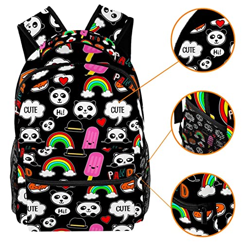 Bolsos de hombro compactos con diseño de arcoíris y pandas para acampar 3