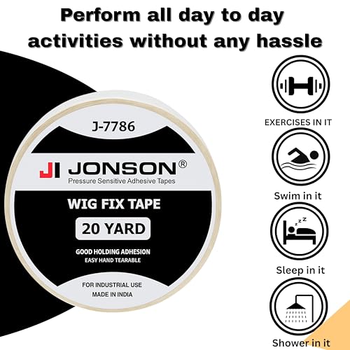 Image of Jonson Hair Wig White Tape | Strong Hold 7-14 Days | Water & Sweat Resistant | Skin-Friendly | Easy to Apply & Remove | 20 Yards